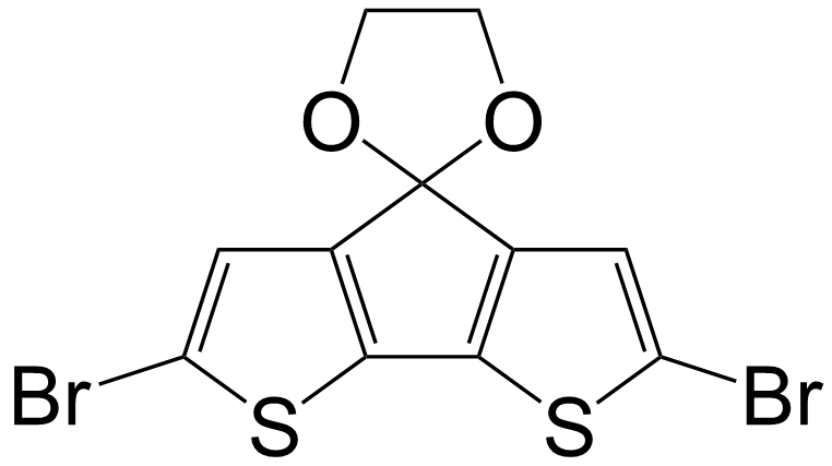 Spiro[4H-cyclopenta[2,1-b:3,4- b']dithiophene-4,2'-[1,3] dioxolane], 2,6-dibromo-/771579-00-1